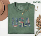 Comfort Colors® USA Patchwork Denim Shirt Patriotic Distressed USA Tee Vintage American Shirt Fourth of July 4th Shirt Independence Day Gift