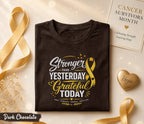 Stronger Than Yesterday Grateful Today Cancer Survivor Shirt, Yellow Ribbon Awareness Tee, Inspirational Hope Strength Courage Gift