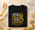 Still Standing Still Smiling Cancer Survivor Shirt, Yellow Ribbon Awareness Tee