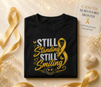 Still Standing Still Smiling Cancer Survivor Shirt, Yellow Ribbon Awareness Tee