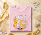 I Fought I Won I Rise Cancer Survivor Shirt, Yellow Ribbon Awareness Tee, Inspirational Fighter Gift, Strength Hope Courage Apparel
