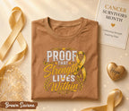 Proof That Strength Lives Within Cancer Survivor Shirt, Yellow Ribbon Awareness Tee, Inspirational Fighter Gift, Hope Courage Support Top