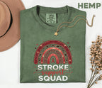Stroke Awareness Support Squad Shirt, Comfort Colors® Stroke Awareness Tee, Caregiver Gift, Red Ribbon Rainbow Medical T-Shirt