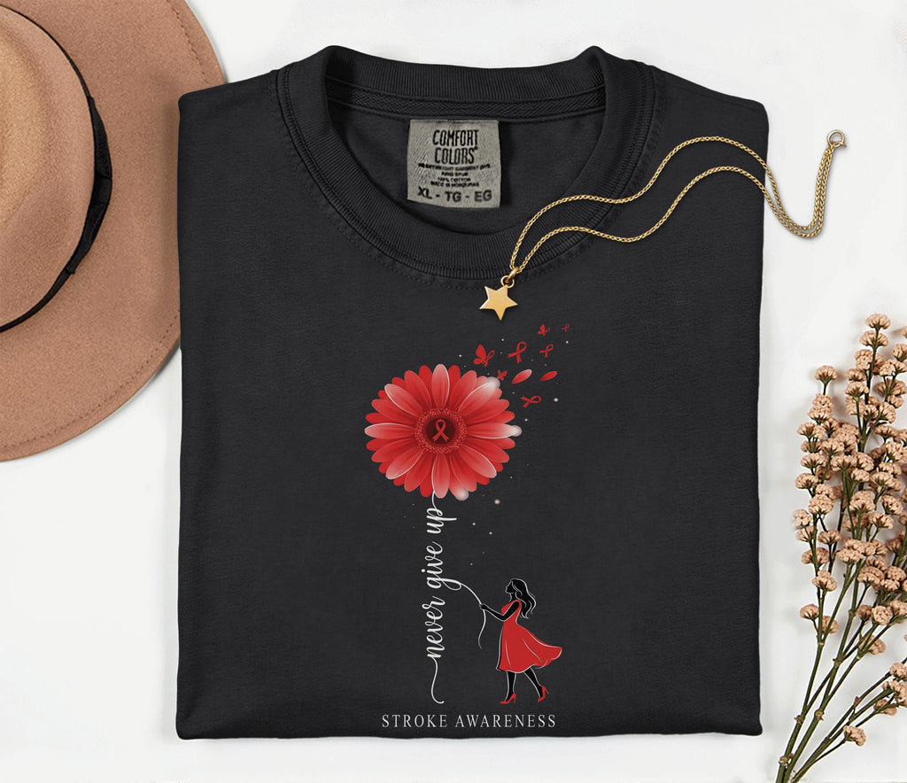 Never Give Up Stroke Awareness Shirt, Comfort Colors Stroke Awareness Tee