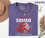 Support Squad Stroke Awareness Shirt, Comfort Colors Stroke Awareness Tee, Brain Ribbon Survivor Gift, Caregiver Medical Support T-Shirt