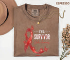 I’m A Survivor Stroke Awareness Shirt, Comfort Colors Stroke Awareness Tee, Red Ribbon Survivor Gift, Inspirational Medical Support T-Shirt