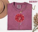 Comfort Colors Stroke Awareness Shirt, Red Gerbera Flower Ribbon Tee, Elegant Stroke Support Gift, Medical Awareness T-Shirt