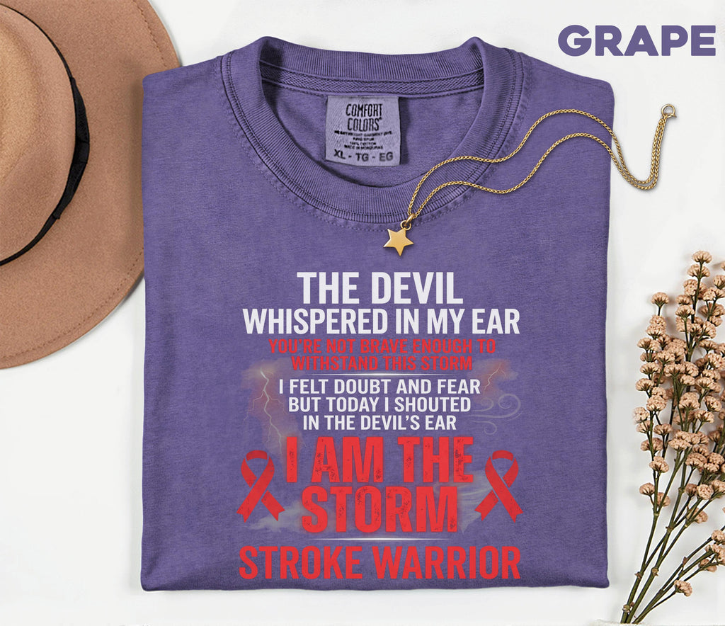 I Am The Storm Stroke Warrior Shirt, Comfort Colors Stroke Awareness Tee, Inspirational Survivor Gift, Red Ribbon Warrior T-Shirt