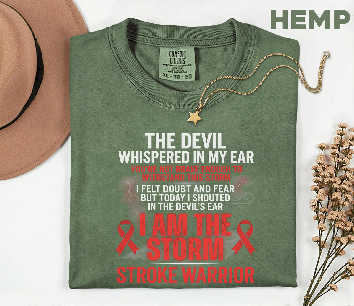 I Am The Storm Stroke Warrior Shirt, Comfort Colors Stroke Awareness Tee, Inspirational Survivor Gift, Red Ribbon Warrior T-Shirt