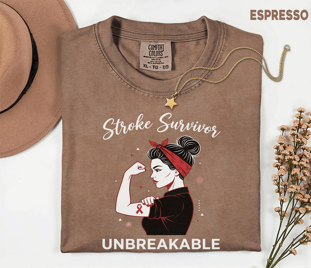 Stroke Survivor Unbreakable Shirt, Comfort Colors Stroke Awareness Tee, Strong Woman Warrior Gift, Inspirational Survivor T-Shirt