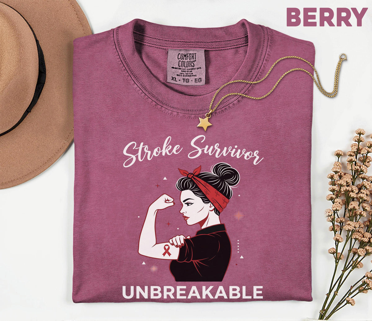 Stroke Survivor Unbreakable Shirt, Comfort Colors Stroke Awareness Tee, Strong Woman Warrior Gift, Inspirational Survivor T-Shirt