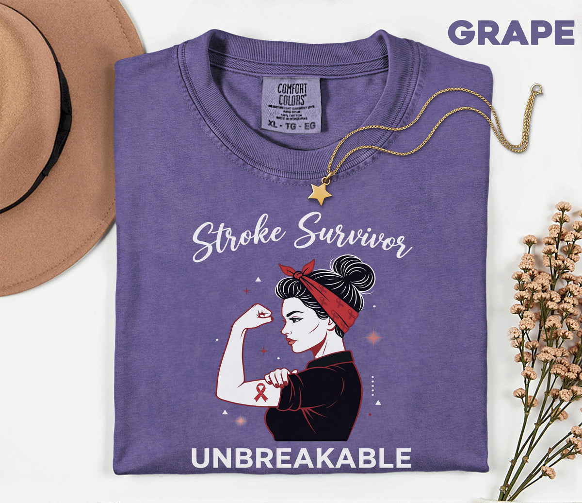 Stroke Survivor Unbreakable Shirt, Comfort Colors Stroke Awareness Tee, Strong Woman Warrior Gift, Inspirational Survivor T-Shirt