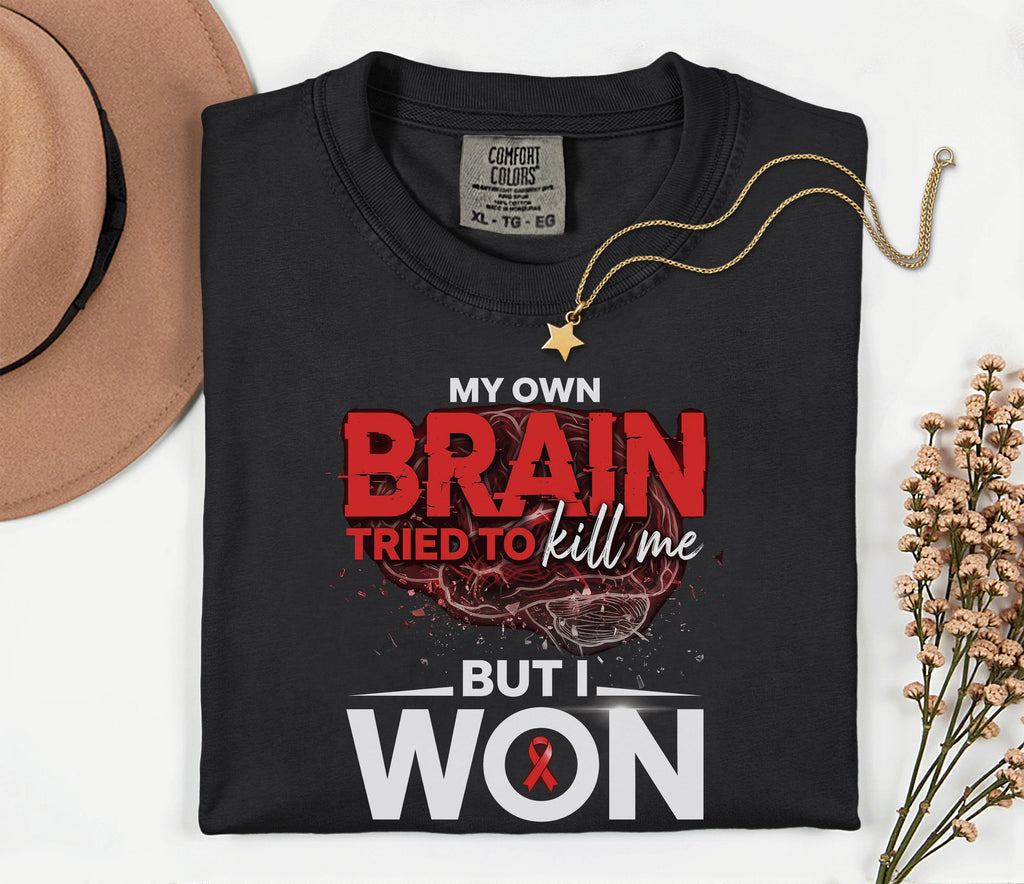 Stroke Survivor Comfort Colors Shirt, My Own Brain Tried to Kill Me But I Won Tee