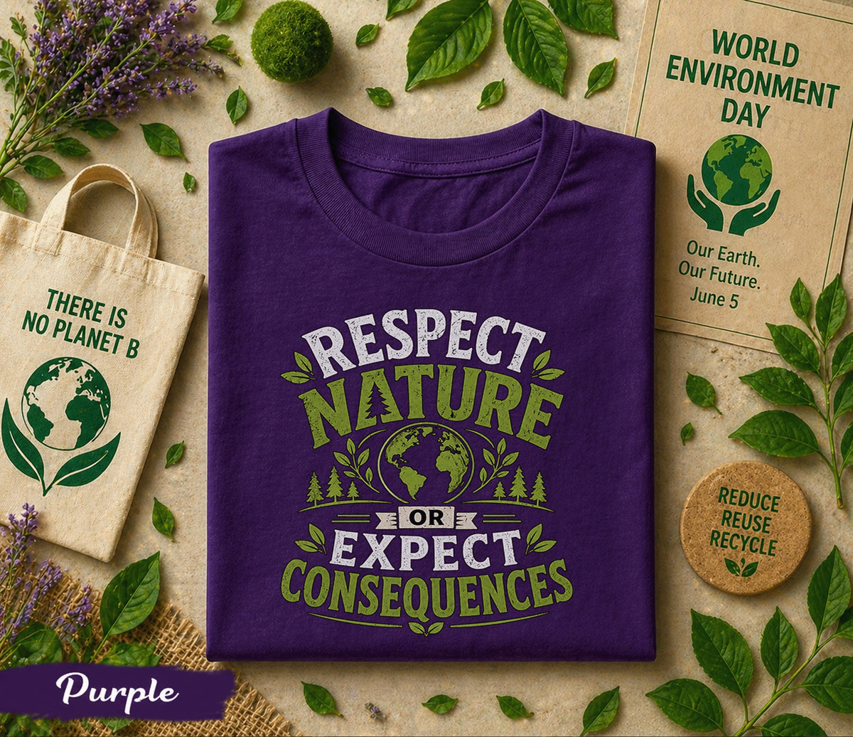 Respect Nature Shirt, World Environment Day Tee, Eco Friendly T Shirt, Save Earth Apparel, Nature Lover Gift, Sustainability Tee