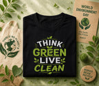 Think Green Live Clean Shirt, World Environment Day Tee, Eco Friendly T Shirt, Sustainability Tee, Save Earth Nature Lover Gift