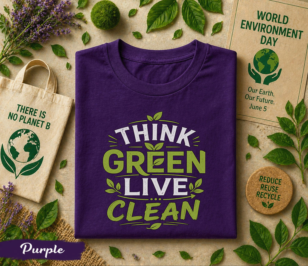 Think Green Live Clean Shirt, World Environment Day Tee, Eco Friendly T Shirt, Sustainability Tee, Save Earth Nature Lover Gift