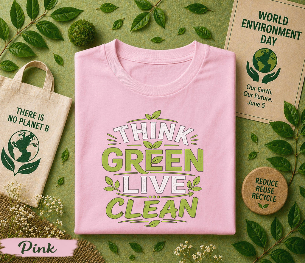 Think Green Live Clean Shirt, World Environment Day Tee, Eco Friendly T Shirt, Sustainability Tee, Save Earth Nature Lover Gift