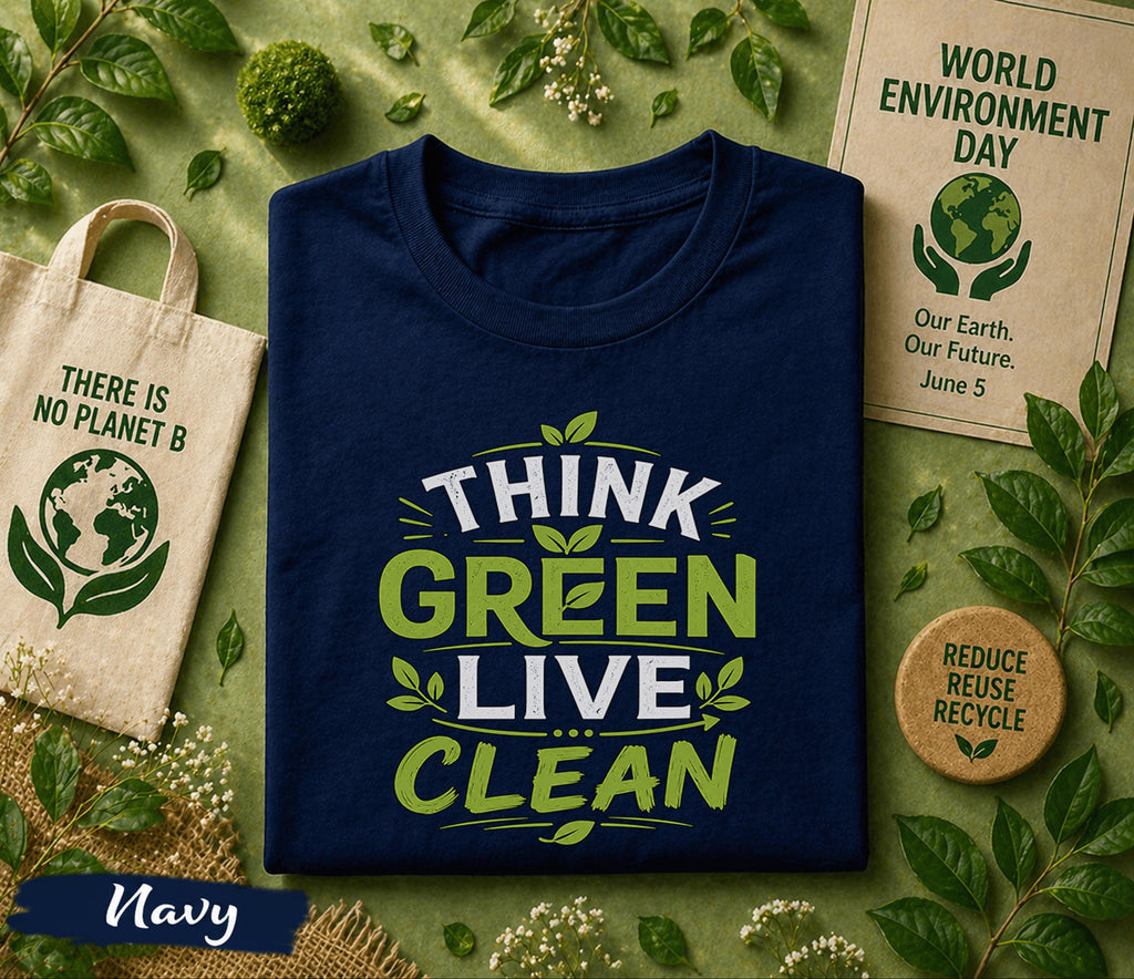 Think Green Live Clean Shirt, World Environment Day Tee, Eco Friendly T Shirt, Sustainability Tee, Save Earth Nature Lover Gift