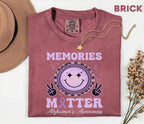 Memories Matter Alzheimer’s Awareness Comfort Colors Shirt, Purple Ribbon Smile Face Tee, Dementia Support Gift for Caregivers
