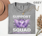 Alzheimer’s Awareness Support Squad Comfort Colors Shirt, Matching Purple Ribbon Butterfly Tee, Group Dementia Caregiver Support Gift