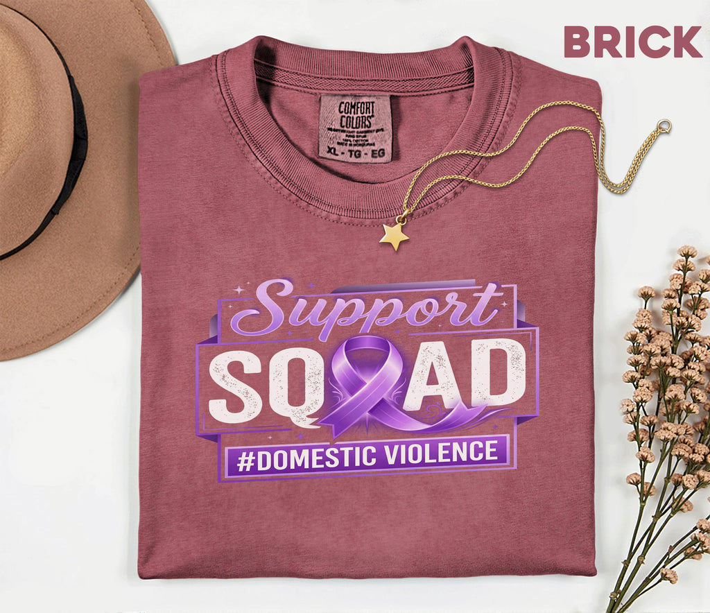 Matching Domestic Violence Awareness Comfort Colors Shirt, Support Squad Purple Ribbon Tee, Domestic Abuse Awareness Gift, Survivor Support