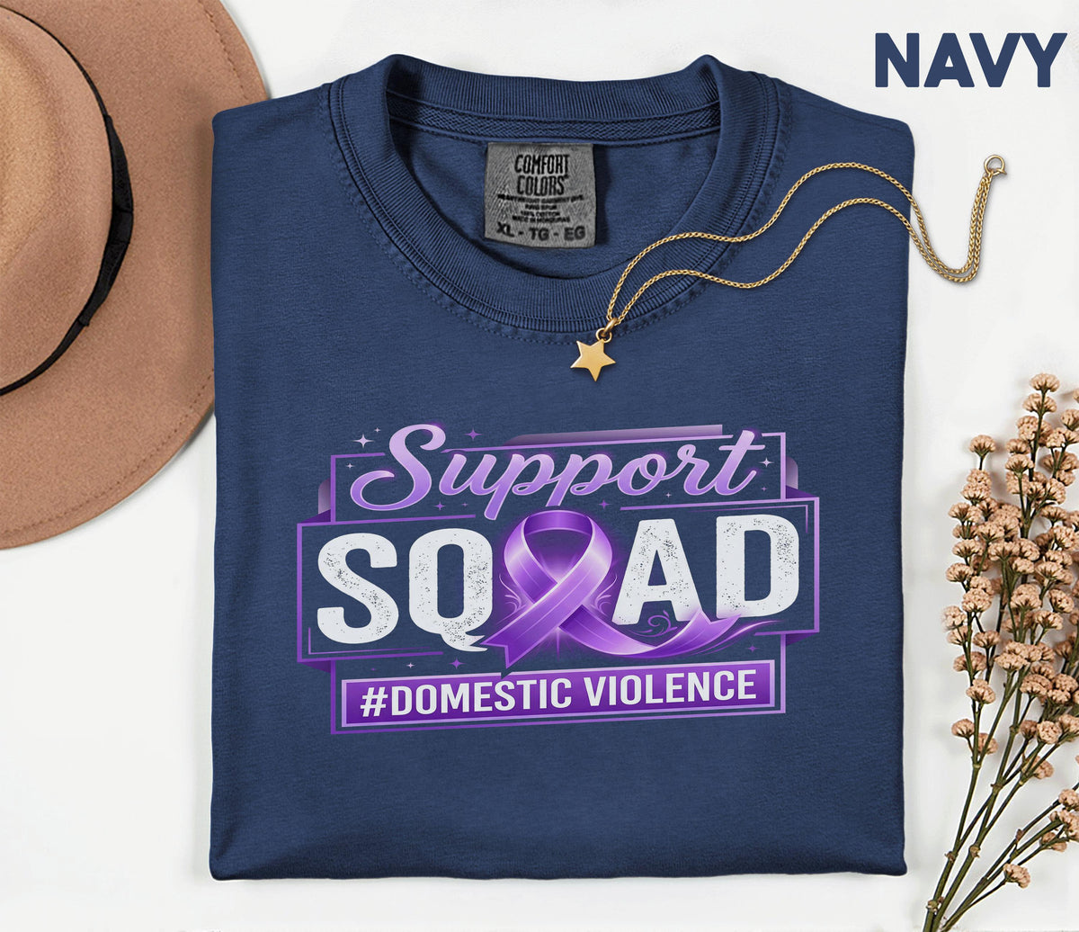 Matching Domestic Violence Awareness Comfort Colors Shirt, Support Squad Purple Ribbon Tee, Domestic Abuse Awareness Gift, Survivor Support