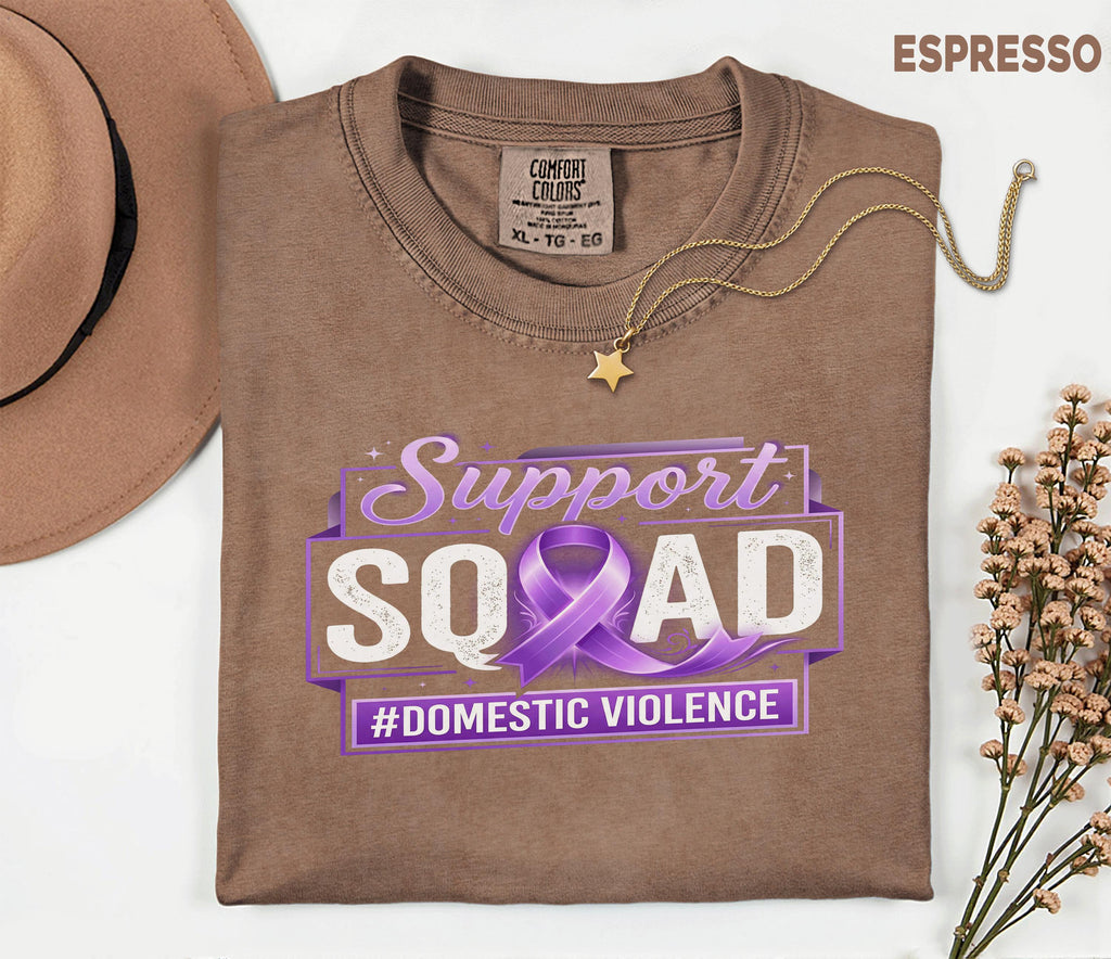 Matching Domestic Violence Awareness Comfort Colors Shirt, Support Squad Purple Ribbon Tee, Domestic Abuse Awareness Gift, Survivor Support