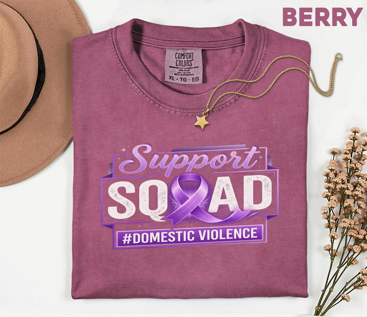 Matching Domestic Violence Awareness Comfort Colors Shirt, Support Squad Purple Ribbon Tee, Domestic Abuse Awareness Gift, Survivor Support