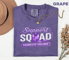 Matching Domestic Violence Awareness Comfort Colors Shirt, Support Squad Purple Ribbon Tee, Domestic Abuse Awareness Gift, Survivor Support
