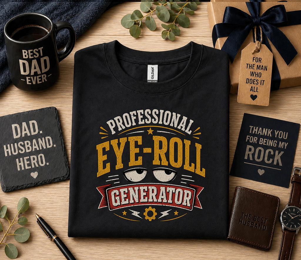 Professional Eye Roll Generator Shirt Funny Dad Humor Tee Fathers Day Gift Birthday Husband Sarcastic Dad Joke Retro ...