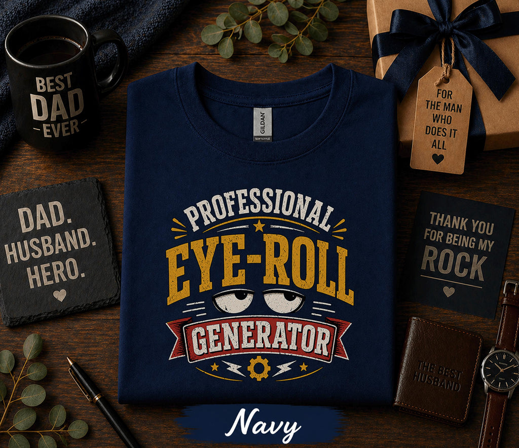 Professional Eye Roll Generator Shirt Funny Dad Humor Tee Fathers Day Gift Birthday Husband Sarcastic Dad Joke Retro T-shirt