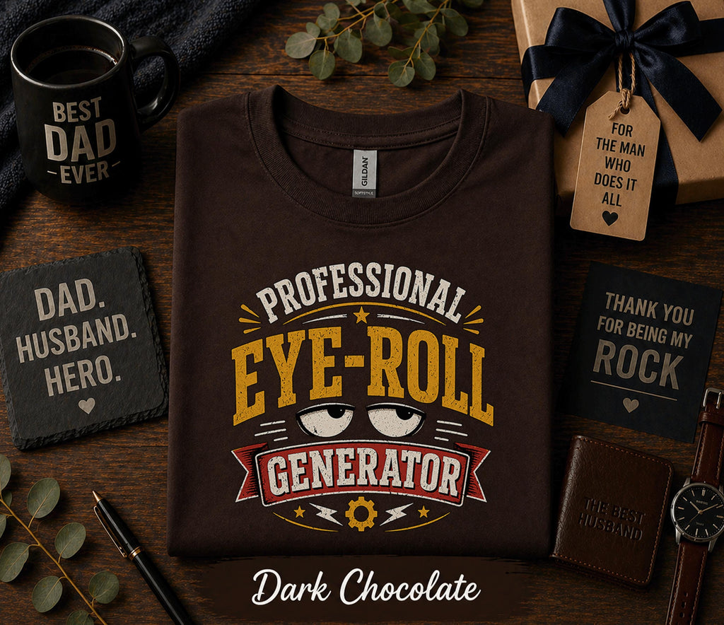 Professional Eye Roll Generator Shirt Funny Dad Humor Tee Fathers Day Gift Birthday Husband Sarcastic Dad Joke Retro T-shirt