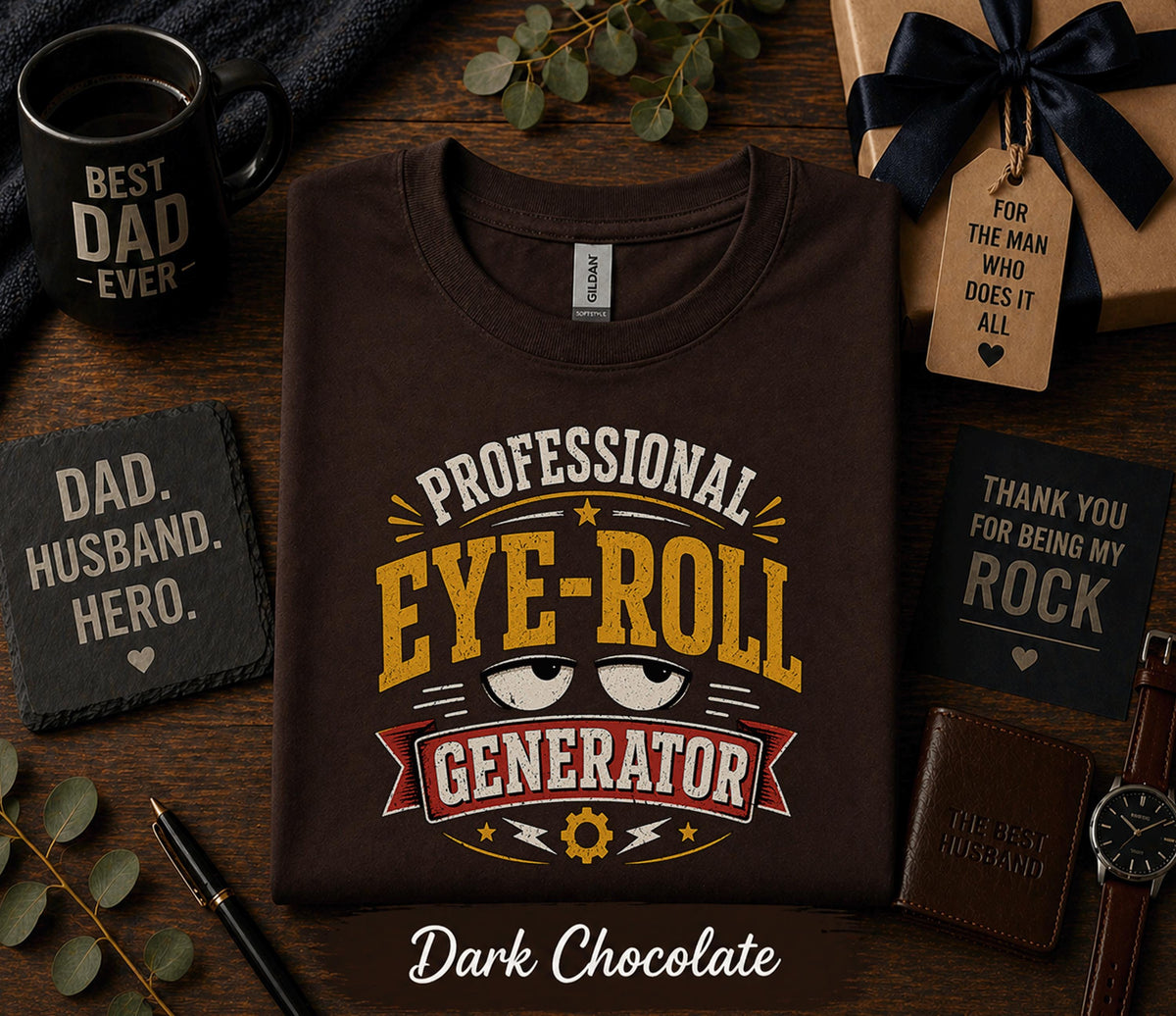 Professional Eye Roll Generator Shirt Funny Dad Humor Tee Fathers Day Gift Birthday Husband Sarcastic Dad Joke Retro T-shirt