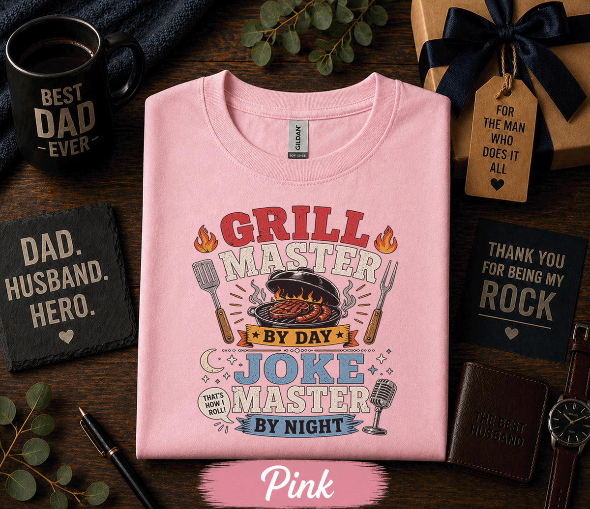Grill Master Joke Master Shirt Funny Dad BBQ Tee Fathers Day Gift Birthday Husband Grill Dad Cooking Humor Retro T-Shirt