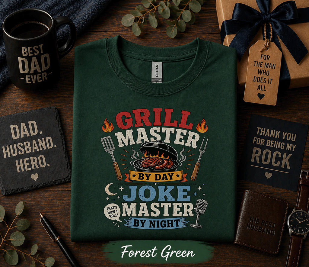 Grill Master Joke Master Shirt Funny Dad BBQ Tee Fathers Day Gift Birthday Husband Grill Dad Cooking Humor Retro T-Shirt