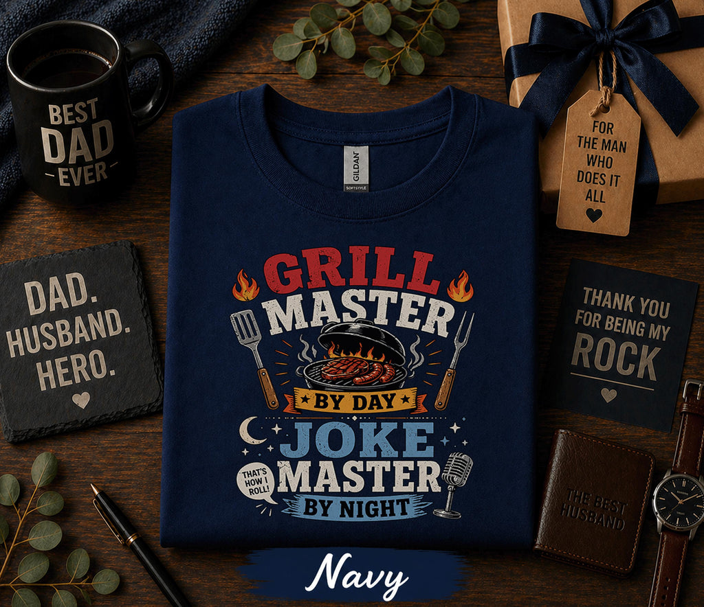 Grill Master Joke Master Shirt Funny Dad BBQ Tee Fathers Day Gift Birthday Husband Grill Dad Cooking Humor Retro T-Shirt