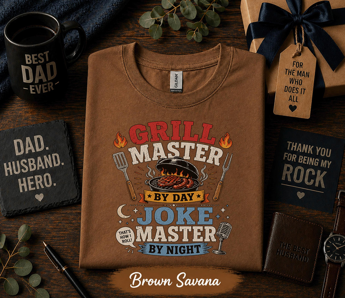 Grill Master Joke Master Shirt Funny Dad BBQ Tee Fathers Day Gift Birthday Husband Grill Dad Cooking Humor Retro T-Shirt