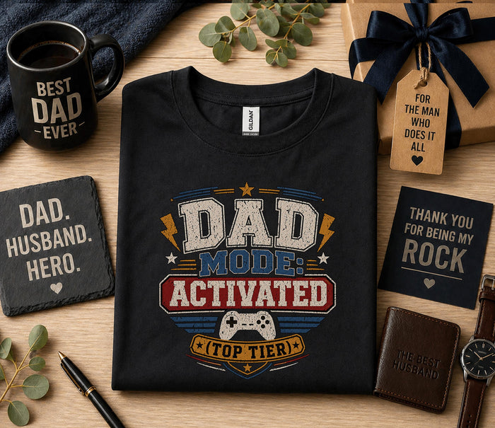 Dad Mode Activated Shirt Top Tier Gamer Dad Tee Funny Fathers Day Gift Birthday Husband Present Gaming Dad Retro Styl...