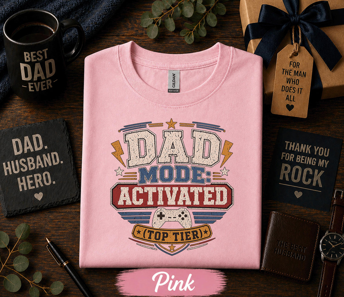 Dad Mode Activated Shirt Top Tier Gamer Dad Tee Funny Fathers Day Gift Birthday Husband Present Gaming Dad Retro Style T-Shirt