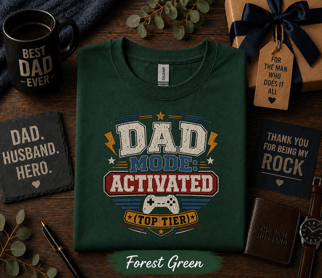 Dad Mode Activated Shirt Top Tier Gamer Dad Tee Funny Fathers Day Gift Birthday Husband Present Gaming Dad Retro Style T-Shirt