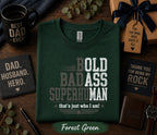 Bold Badass Superhuman Dad Shirt Funny Fathers Day Gift Birthday Husband Tee Strong Dad Statement Retro T-Shirt