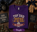 Top Dad Voted By My Kids Shirt Funny Fathers Day Gift Birthday Husband Tee Best Dad Ever Humor Retro T-shirt