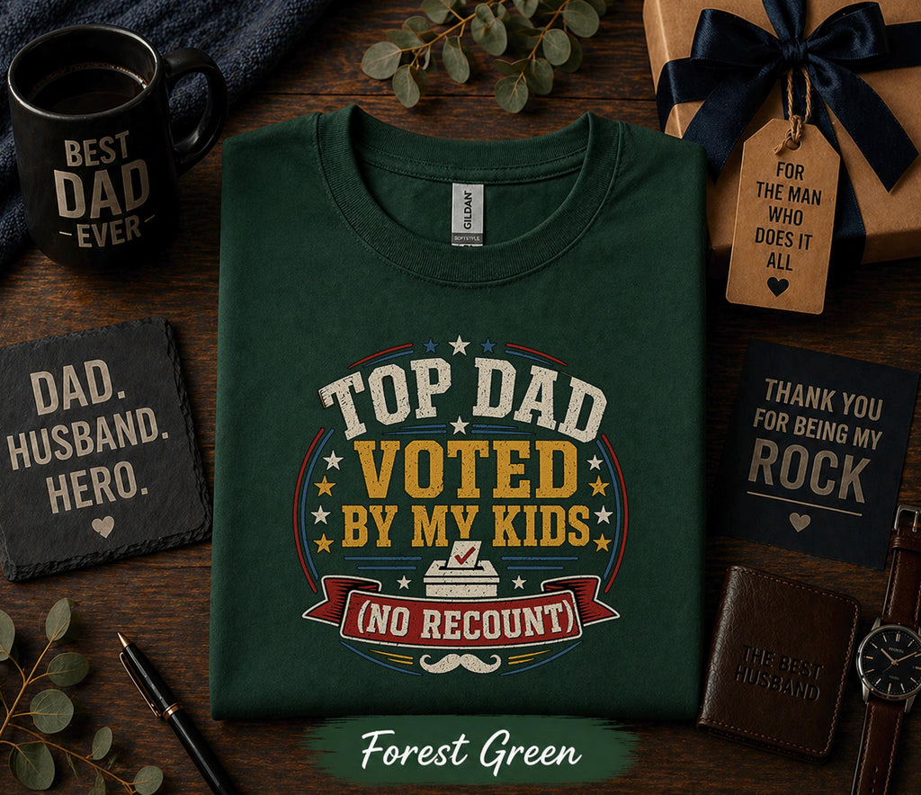 Top Dad Voted By My Kids Shirt Funny Fathers Day Gift Birthday Husband Tee Best Dad Ever Humor Retro T-shirt