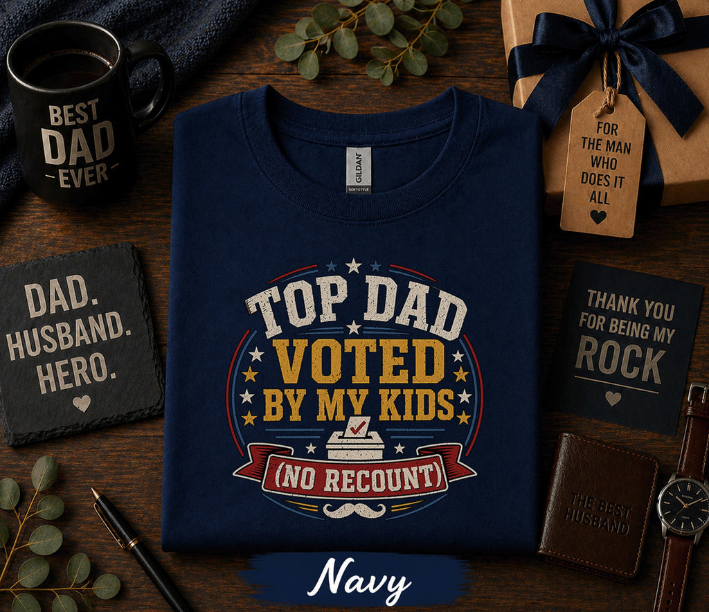 Top Dad Voted By My Kids Shirt Funny Fathers Day Gift Birthday Husband Tee Best Dad Ever Humor Retro T-shirt