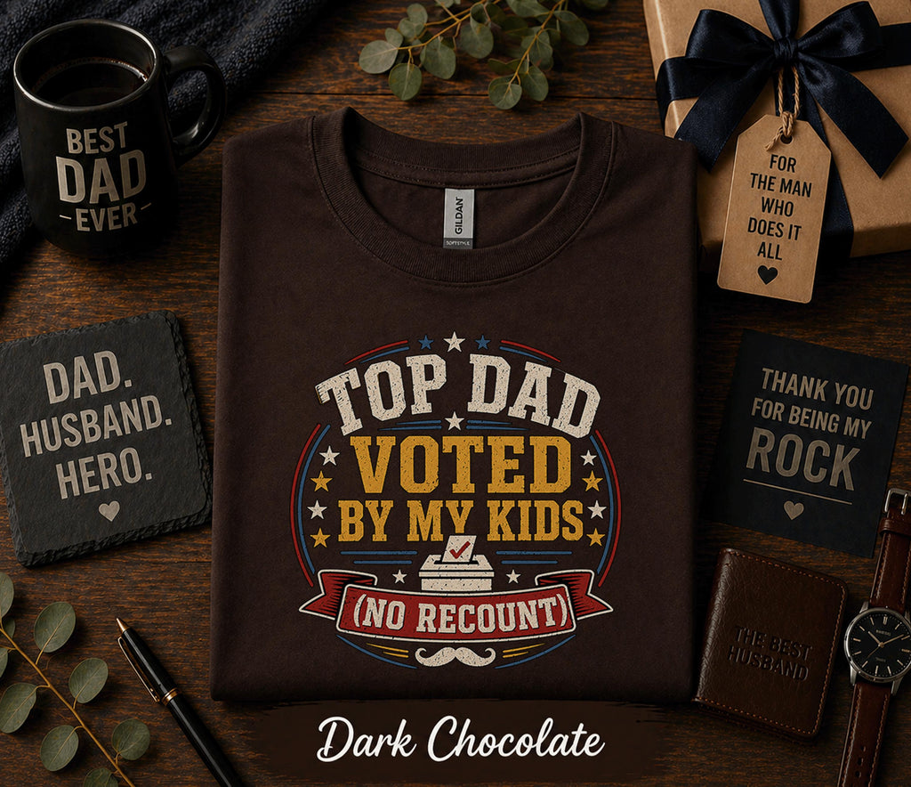 Top Dad Voted By My Kids Shirt Funny Fathers Day Gift Birthday Husband Tee Best Dad Ever Humor Retro T-shirt
