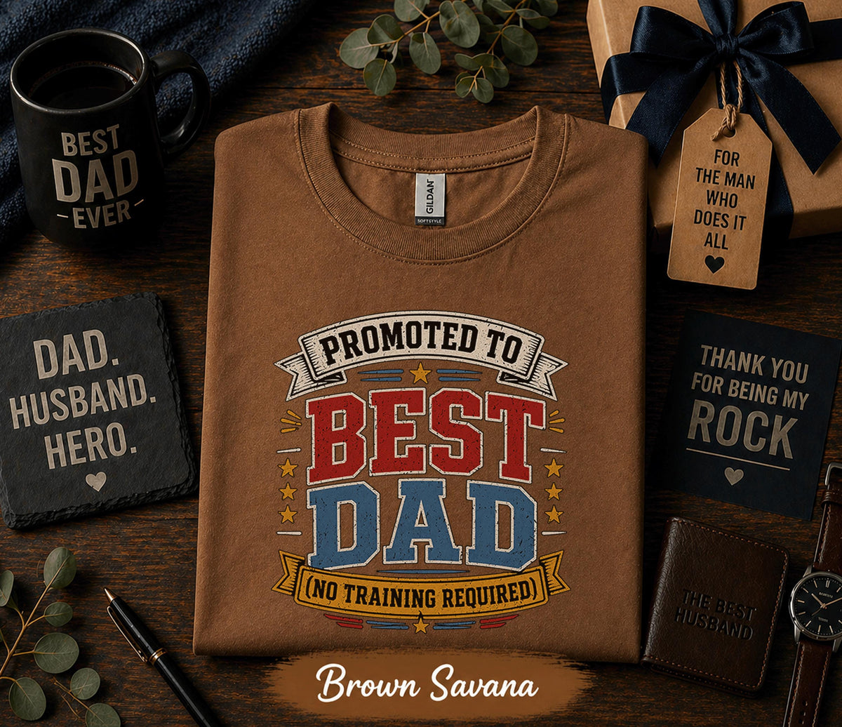 Promoted To Best Dad Shirt Funny Fathers Day Gift Birthday Husband Tee New Dad Announcement Retro Vintage T-shirt
