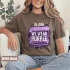 In June We Wear Purple Shirt, Alzheimer's Awareness T-Shirt, Purple Ribbon Support Tee, Alzheimer Support Gift, Caregiver Shirt