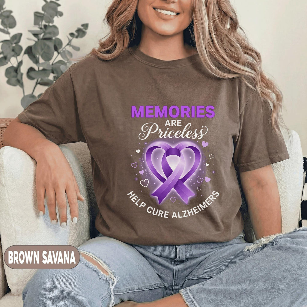 Memories Are Priceless Alzheimer’s Awareness Shirt, Purple Ribbon Support Tee, Help Cure Alzheimer’s Gift, Dementia Awareness Shirt