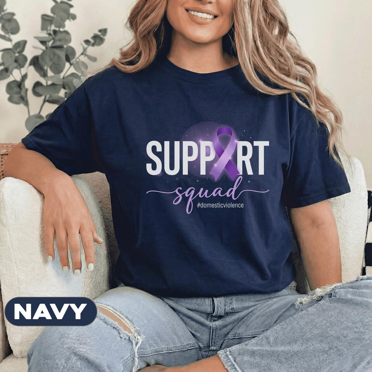 Support Squad Domestic Violence Awareness Shirt, Matching Purple Ribbon Survivor Support Tee, DV Awareness Gift, Team Advocacy Support Shirt