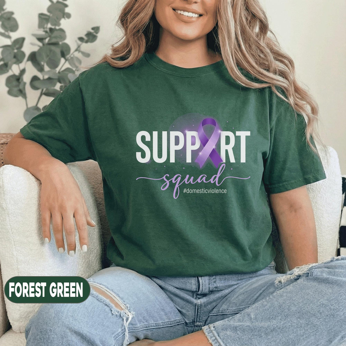 Support Squad Domestic Violence Awareness Shirt, Matching Purple Ribbon Survivor Support Tee, DV Awareness Gift, Team Advocacy Support Shirt